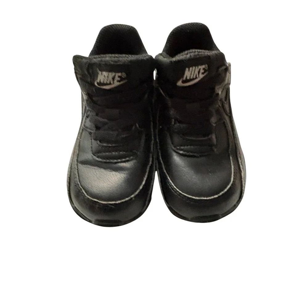 Nike Air Max 90 Toddler Triple Black Leather Sneakers Size 8C CD6868-001